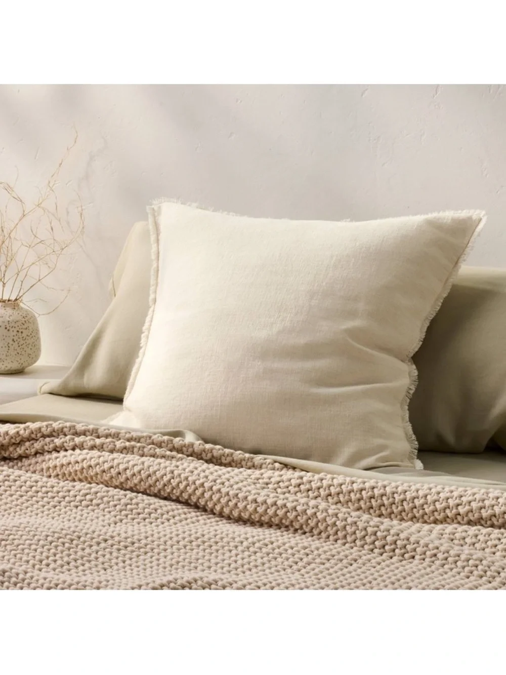 Casaluna Euro Heavyweight Linen Blend Pillow, Natural 26” x 26”